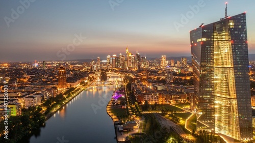 Frankfurt Germany city skyline at night
