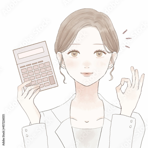 初心者マークを持つ、OKサインを出す女性医師