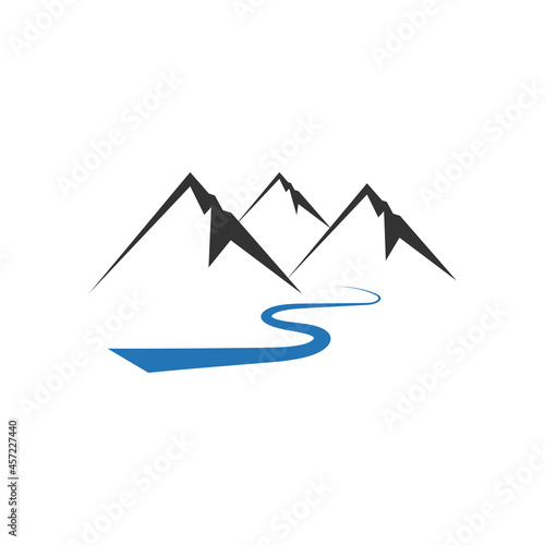 Mountain river icon design template illustration isolated