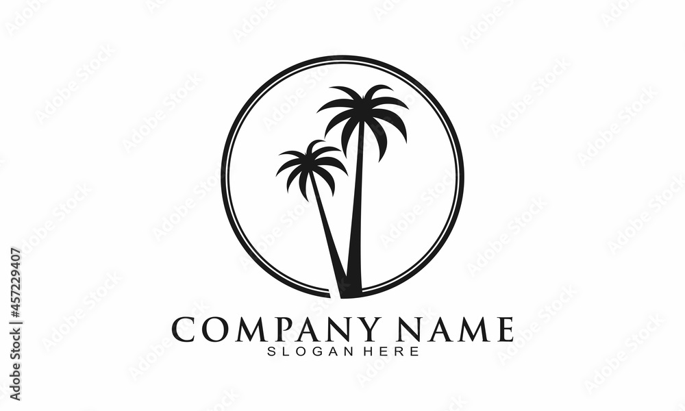 Coconut tree elegant vector logo