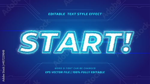 Start game editable 3d vector text style effect. Editable illustrator text style.