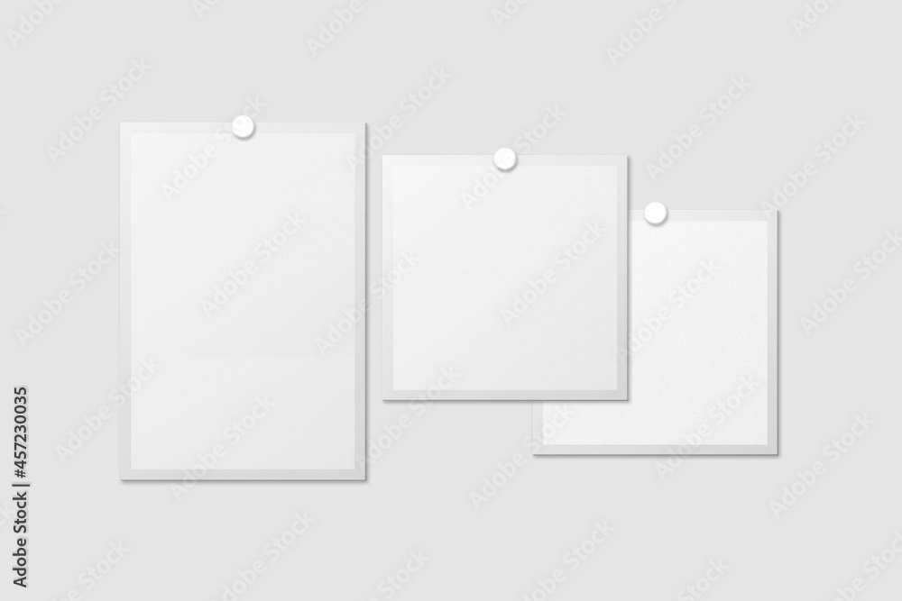Blank Polaroid For Photo Frame Mockup. 3D Render. Blank Polaroid For Photo Frame Mockup. 3D Render.