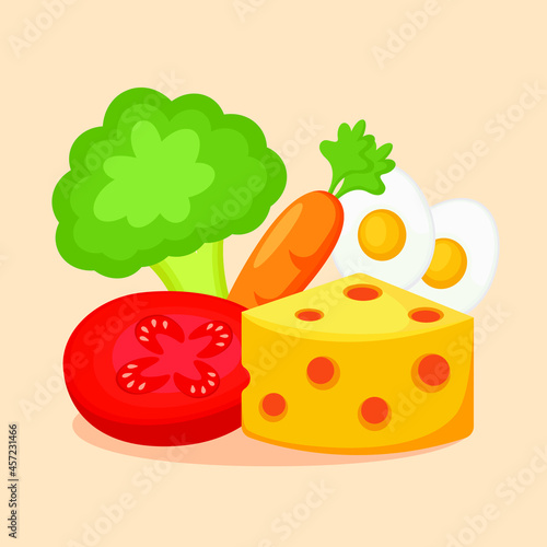 Fototapeta Naklejka Na Ścianę i Meble -  world food day vector illustration, colorful food background.