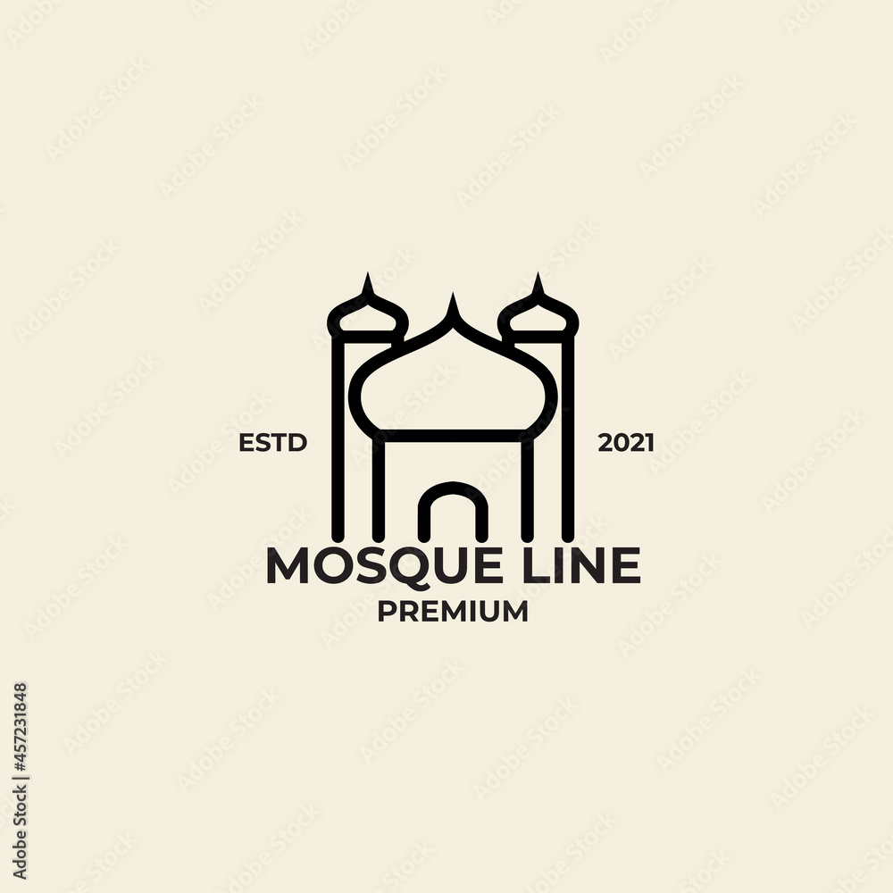 MOSQUE ISLAM WORSHIP WITH LOGO MODERN VECTOR ICON VINTAGE MINIMALIST ILLUSTRATION DESIGN MOSQUE ISLAM WORSHIP WITH LOGO MODERN VECTOR ICON VINTAGE MINIMALIST ILLUSTRATION DESIGN