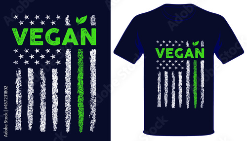 Vegan usa grunge flag t-shirt design