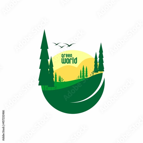 green scenery illustration vector, green world