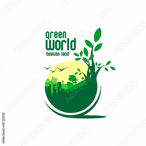 green scenery illustration vector, green world