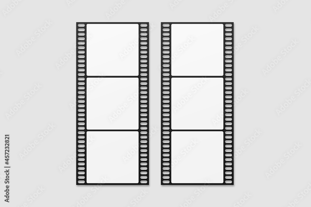 Black Film Strip For Photo Mockup. 3D Render. Black Film Strip For Photo Mockup. 3D Render.