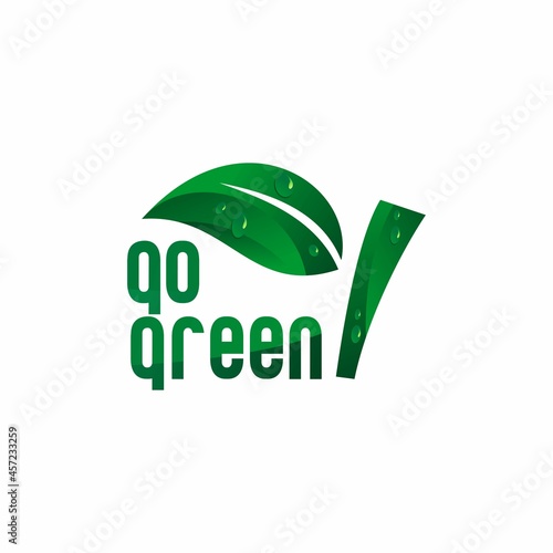 vector illustration go green, green leaf