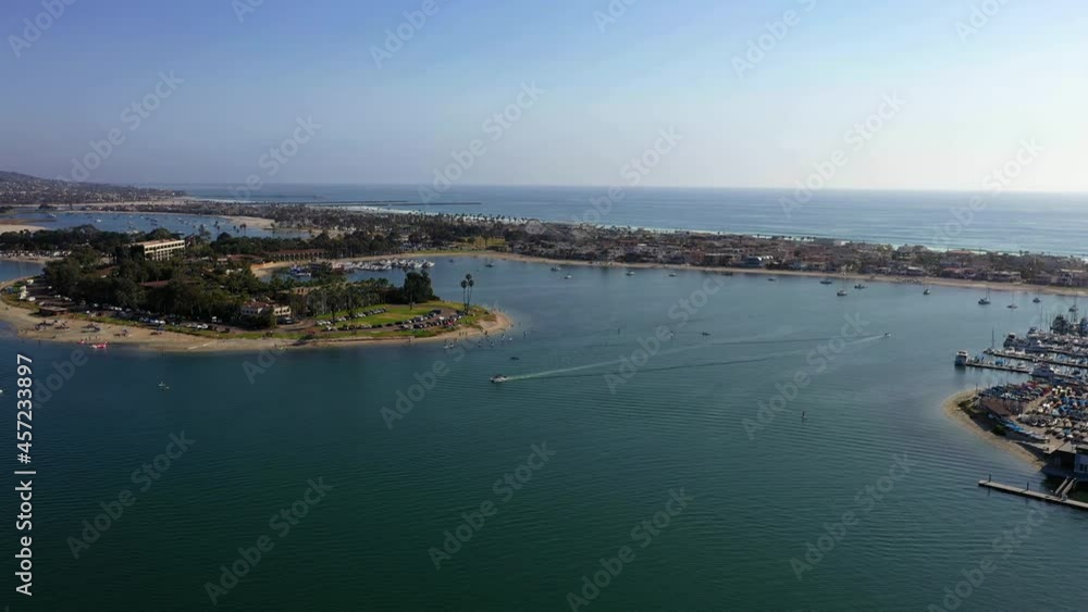 Mission Bay And Beach During Summer In San Diego, California, USA - aerial drone shot Mission Bay And Beach During Summer In San Diego, California, USA - aerial drone shot