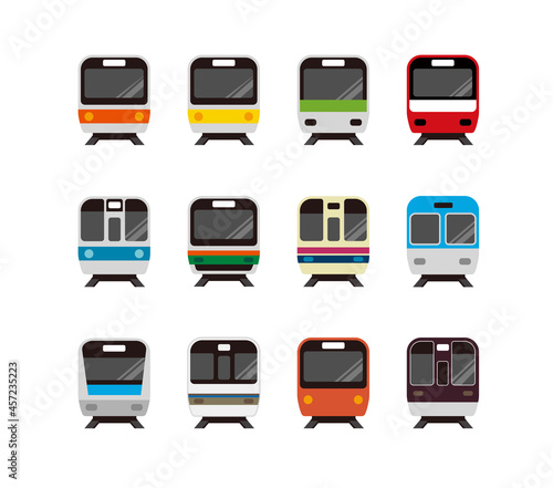 Train icon (front view) vector illustration set