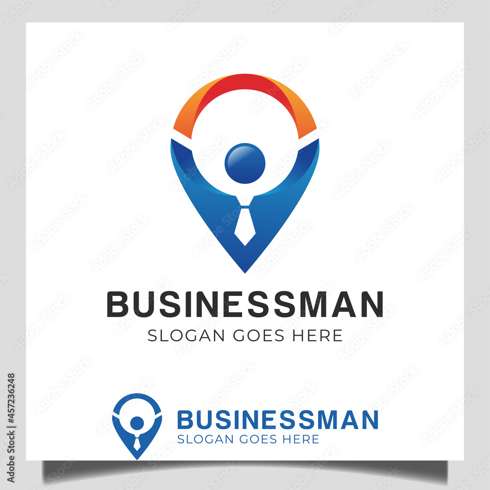 job point businessman location with map icon and people worker for business training venue, business consulting logo job point businessman location with map icon and people worker for business training venue, business consulting logo