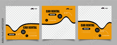 Car rental promotion social media instagram post banner template 