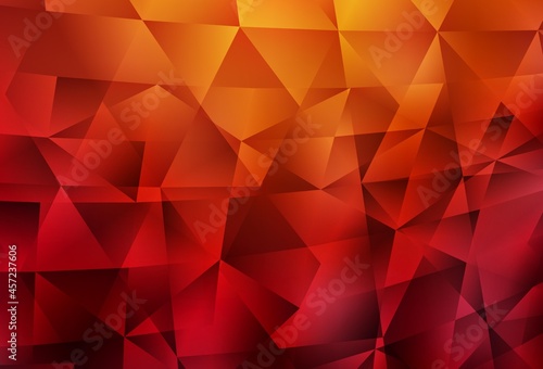 Dark Red, Yellow vector shining triangular backdrop.