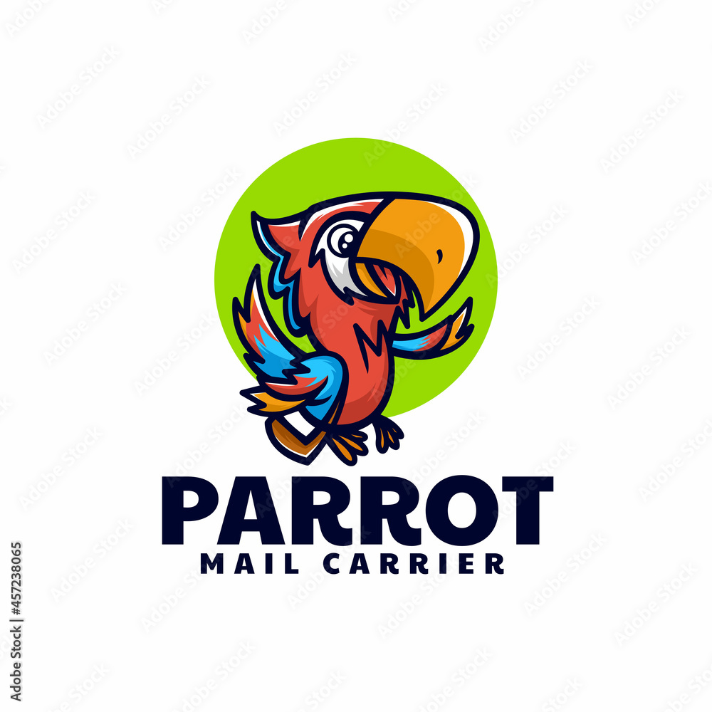 Fototapeta premium Vector Logo Illustration Parrot Simple Mascot Style.
