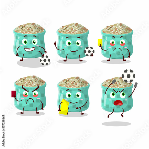 Dried rosemary cartoon character working as a Football referee