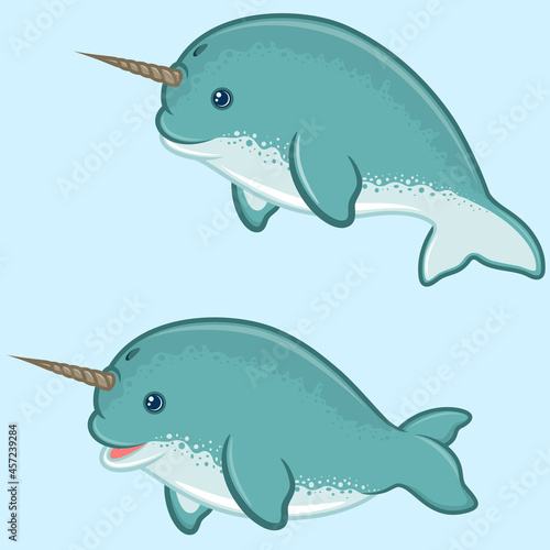 Narwhal illustration in cartoon shape