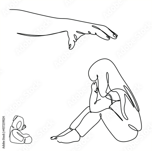 inear drawing of child depression, abuse, beatings, girls, violence against women, The concept of violence in the family of children, the concept of parenting psychology