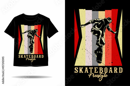 Skateboard freestyle silhouette t shirt design