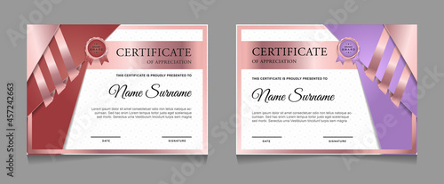Set certificate of achievement border design templates with elements of  luxury gold badges and modern line patterns. vector graphic print layout can use For award, appreciation, education