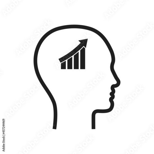 Human with up side graph in head.