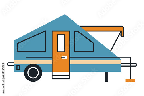 blue recreational vehicle caravan © Jemastock