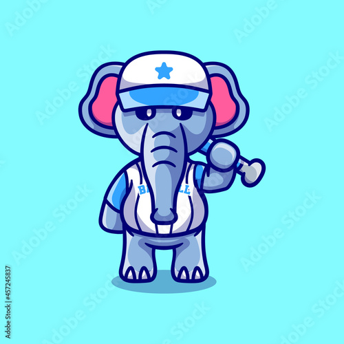 cute elephant with baseball bat