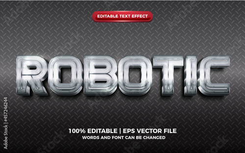 robotic metallic silver glossy 3d editable text effect