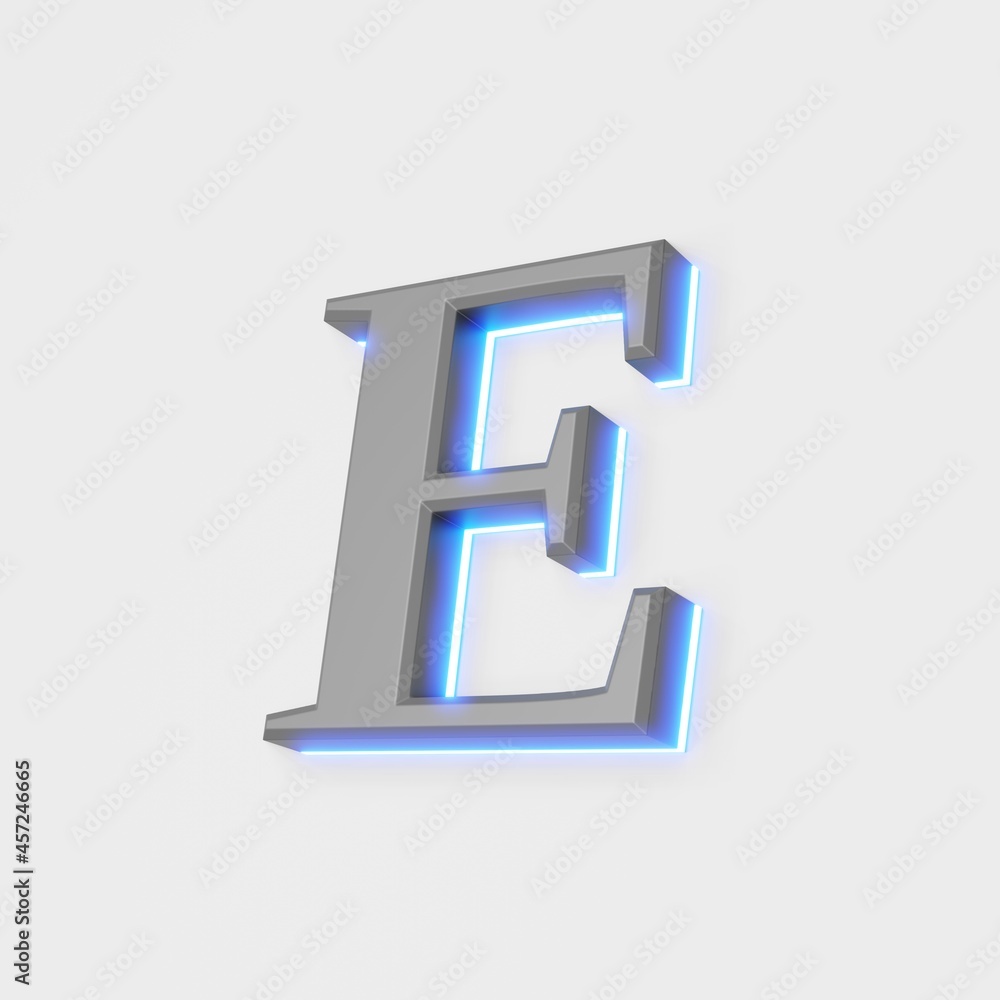 illustration of glowing letter E on white background. 3d illustration illustration of glowing letter E on white background. 3d illustration