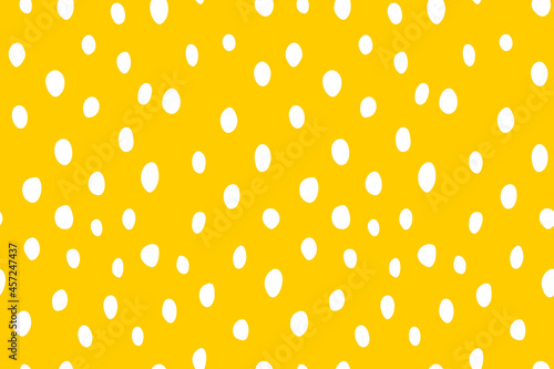 Background polka dot. Seamless pattern. Random dots, circles, spots, stains. Design for fabric, wallpaper. Irregular random abstract vector texture. Repeating graphic backdrop.