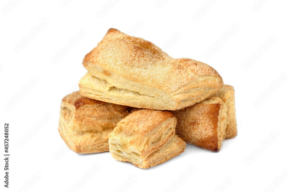 Puff pastry bun (tongue) isolated on white background. Puff pastry bun (tongue) isolated on white background.