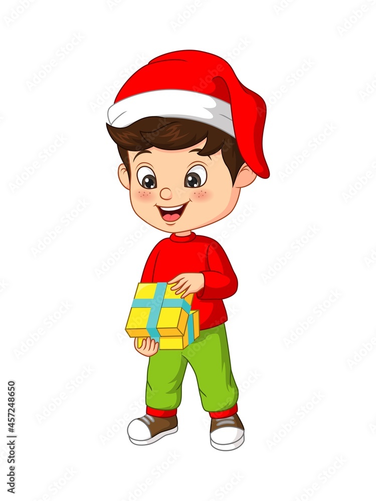 Cute little boy open the christmas gift Cute little boy open the christmas gift