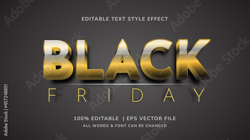 Black friday editable 3d gold vector text style effect. Editable illustrator text style.
