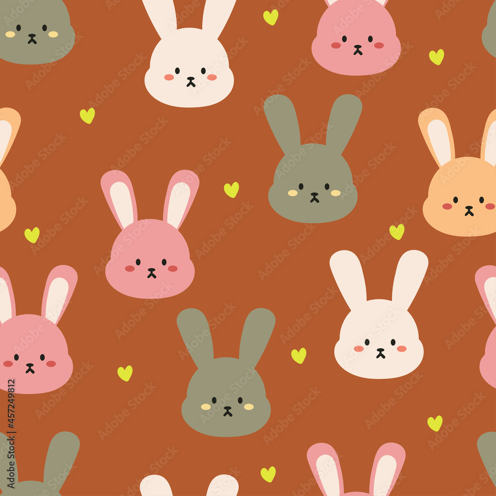 Seamless pattern with cute cartoon bunny for fabric print, textile, gift wrapping paper. colorful vector for textile, flat style Seamless pattern with cute cartoon bunny for fabric print, textile, gift wrapping paper. colorful vector for textile, flat style