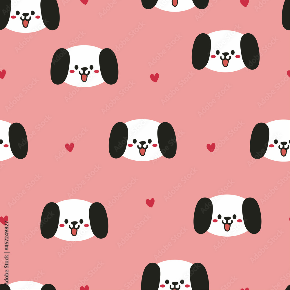 Fototapeta premium Seamless pattern with cute cartoon puppy for fabric print, textile, gift wrapping paper. colorful vector for textile, flat style