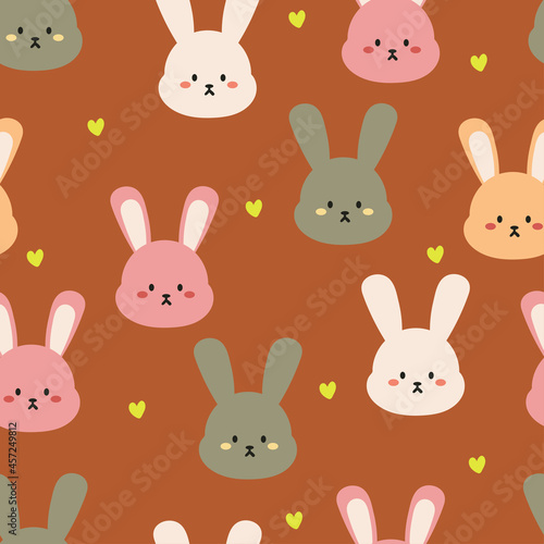 Seamless pattern with cute cartoon bunny for fabric print, textile, gift wrapping paper. colorful vector for textile, flat style