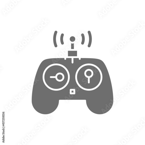 Control panel for drone, remote controller, gamepad grey icon.