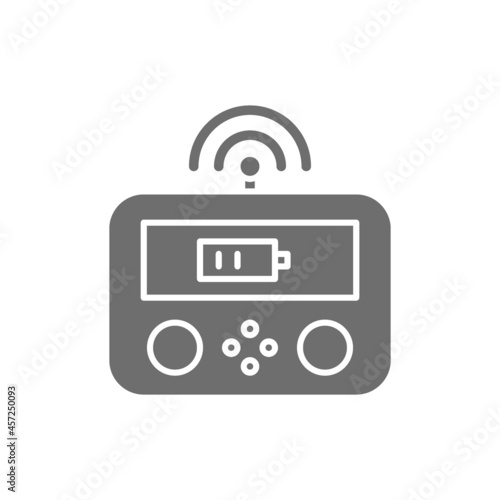 Remote drone controller, gamepad, control panel line icon.