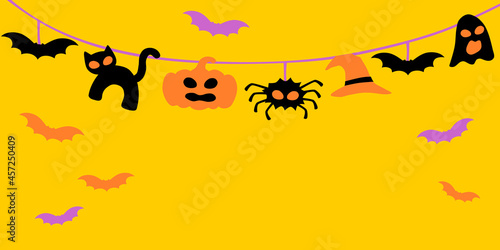 Halloween bunting on yellow background