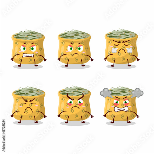 Rosemary cartoon character with various angry expressions