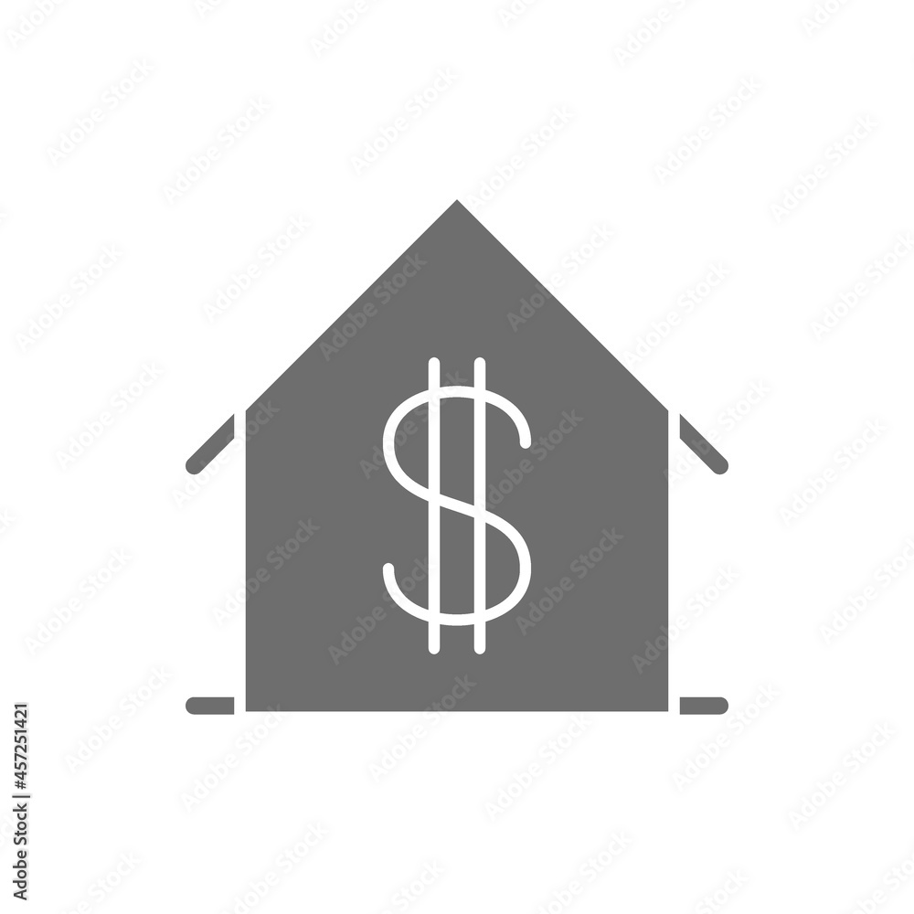 House with dollar sign, sale of apartment grey icon. House with dollar sign, sale of apartment grey icon.