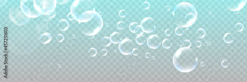 Bath foam with shampoo bubbles isolated on a transparent background.