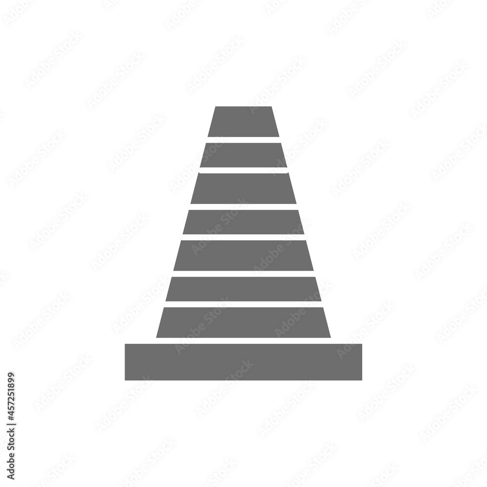 Road traffic cone grey icon. Isolated on white background Road traffic cone grey icon. Isolated on white background