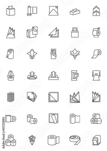 Paper napkin and towel line icons set