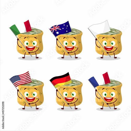 Rosemary cartoon character bring the flags of various countries