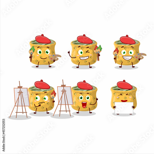 Artistic Artist of rosemary cartoon character painting with a brush