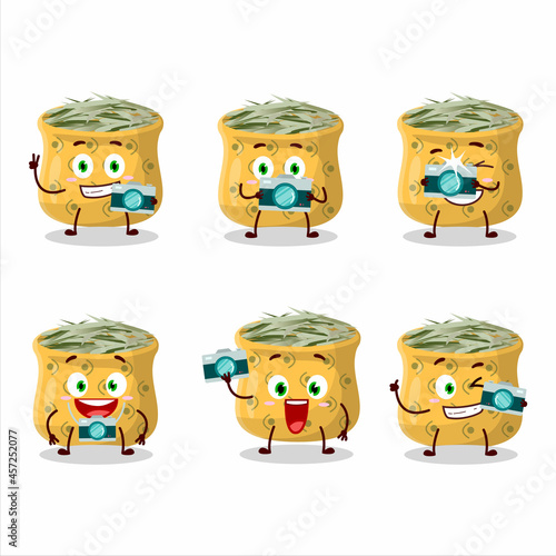 Photographer profession emoticon with rosemary cartoon character