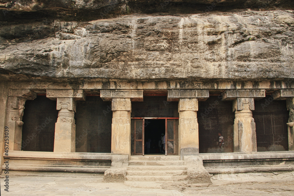 Carved entrance to the cave temple.