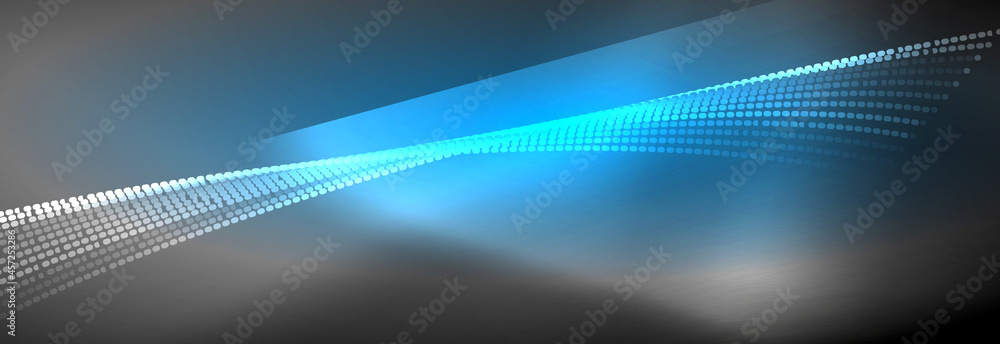 Neon shiny color background with light glowing wave line particles. Wallpaper background, design templates for business or technology presentations, internet posters or web brochure covers Neon shiny color background with light glowing wave line particles. Wallpaper background, design templates for business or technology presentations, internet posters or web brochure covers