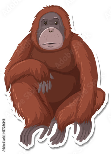 A sticker template of ape cartoon character